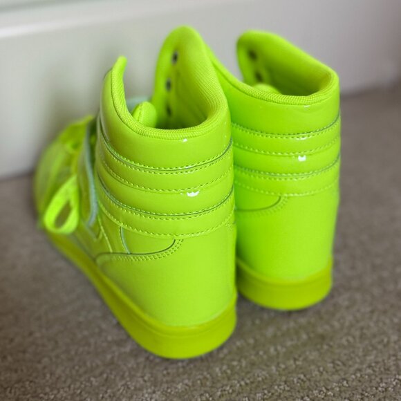 Womens High Top Ankle Support Sneakers Vibrant Color Hidden Wedge Heel Shoes - Picture 9 of 11